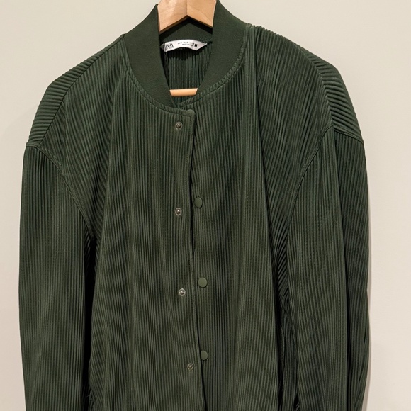 Pleated Olive Green Bomber - Picture 1 of 4